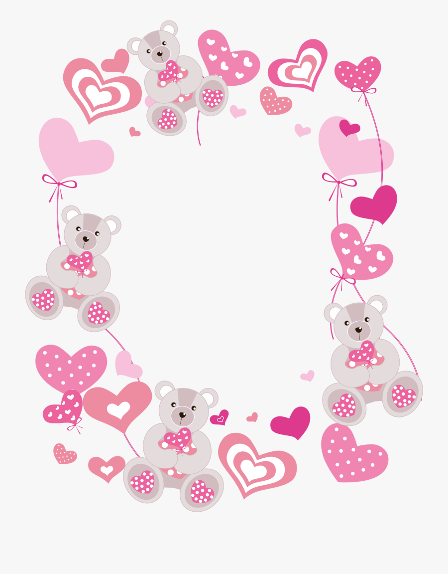 Pink,heart,clip Art,heart - Cute Frame Png Transparent, Transparent Clipart