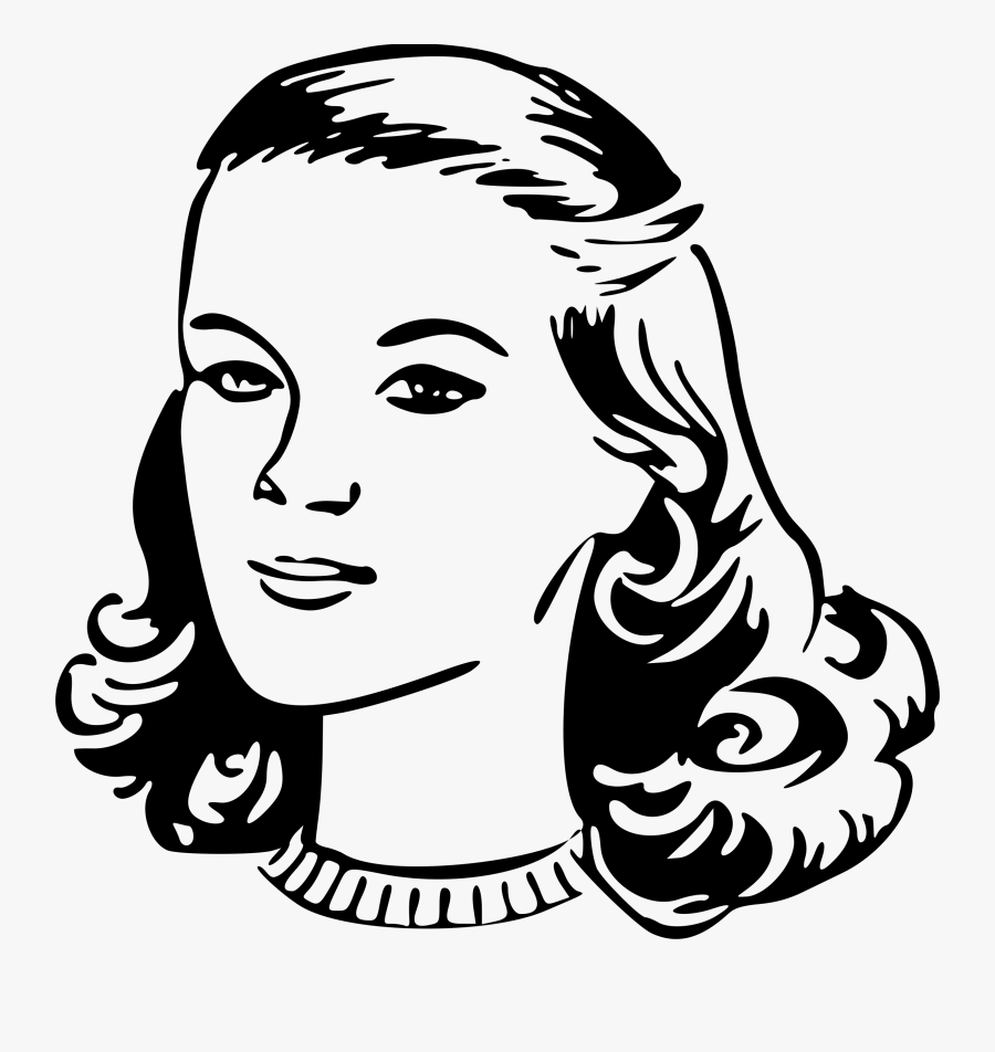 Clipart Freeuse Clipart Woman S Head Big Image Png - Woman Clipart Black And White, Transparent Clipart