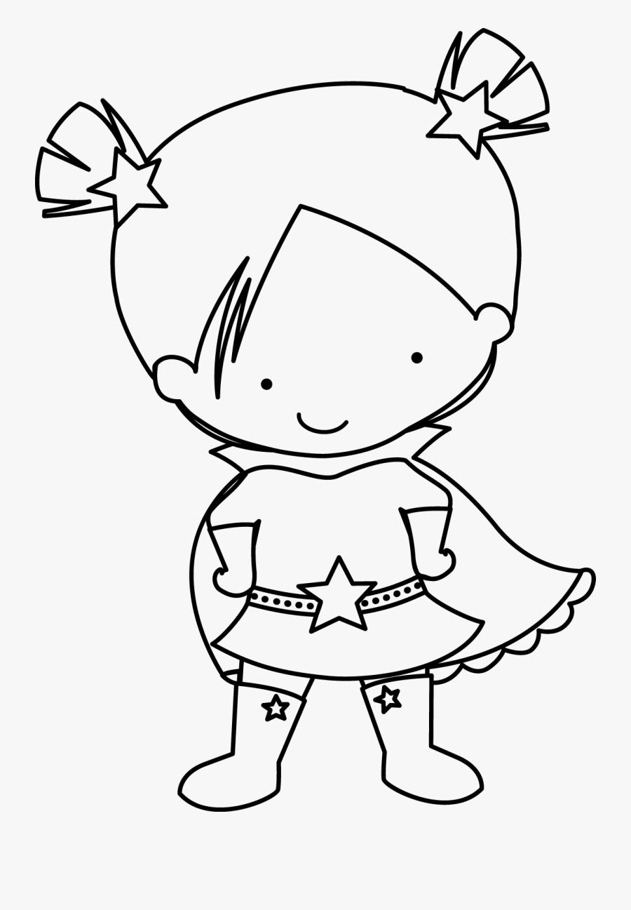 Super Girls Clip Art - Superhero Kids Clipart Black And White, Transparent Clipart