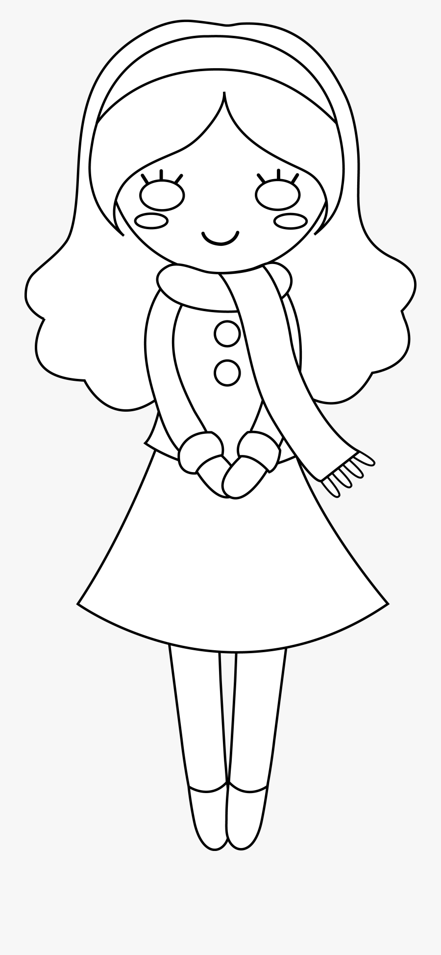 Transparent Girl Clipart Black And White - Cute Girl Clip Art Black And White, Transparent Clipart