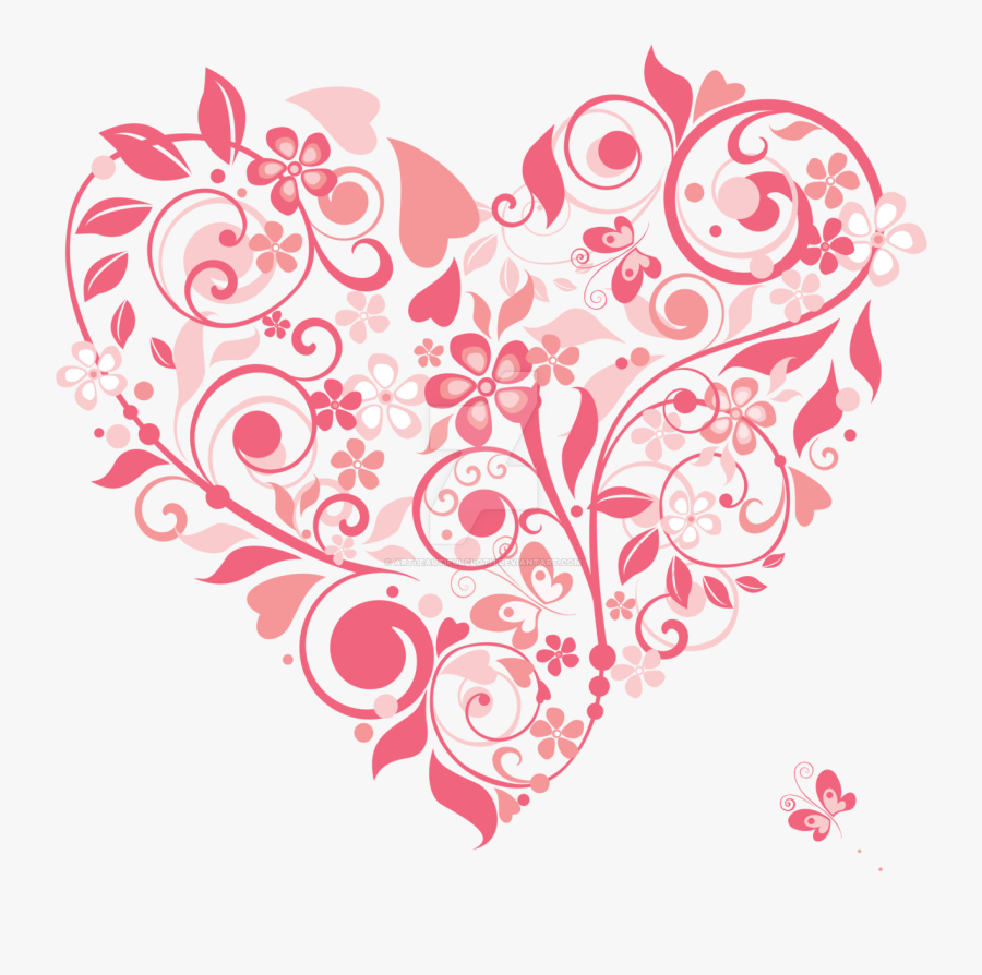 Hearts Clipart Watercolor - Flower Heart Pink Png, Transparent Clipart
