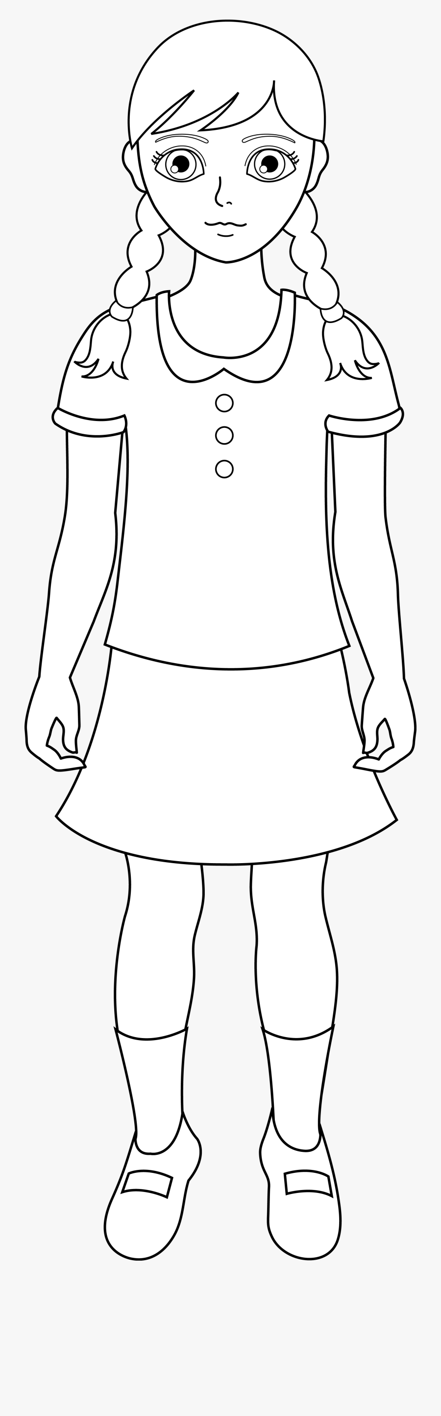 Girl Clipart Outline - School Girl Black And White Clipart, Transparent Clipart