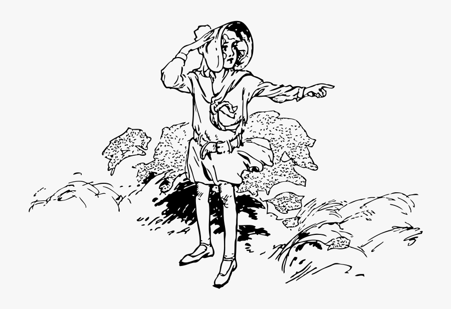 Thumb Image - Girl Pointing Down Clipart Black And White, Transparent Clipart