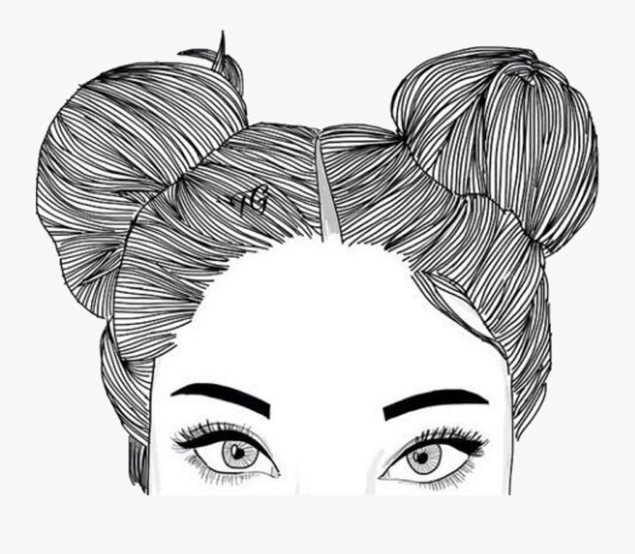 #girl #tumblr #black #white #cool #selfie #freetoedit - Girl Outline, Transparent Clipart