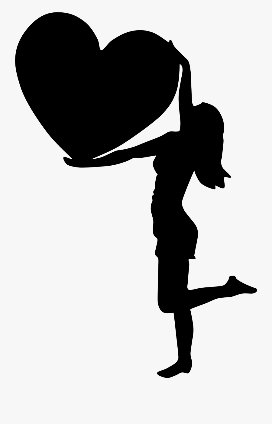 Black And White Silhouette Woman At Getdrawings - Girl With Heart Silhouette, Transparent Clipart