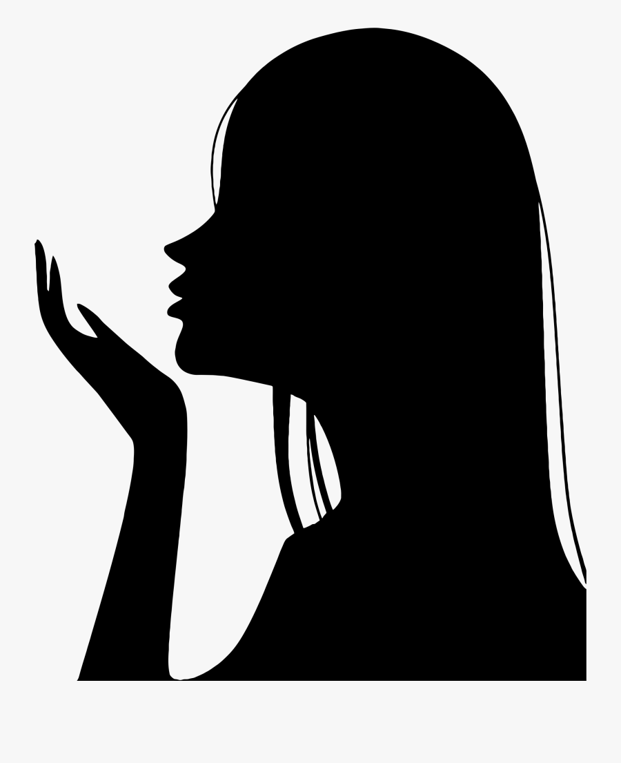 Transparent Man Head Silhouette Png - Girl Blowing A Kiss Silhouette, Transparent Clipart