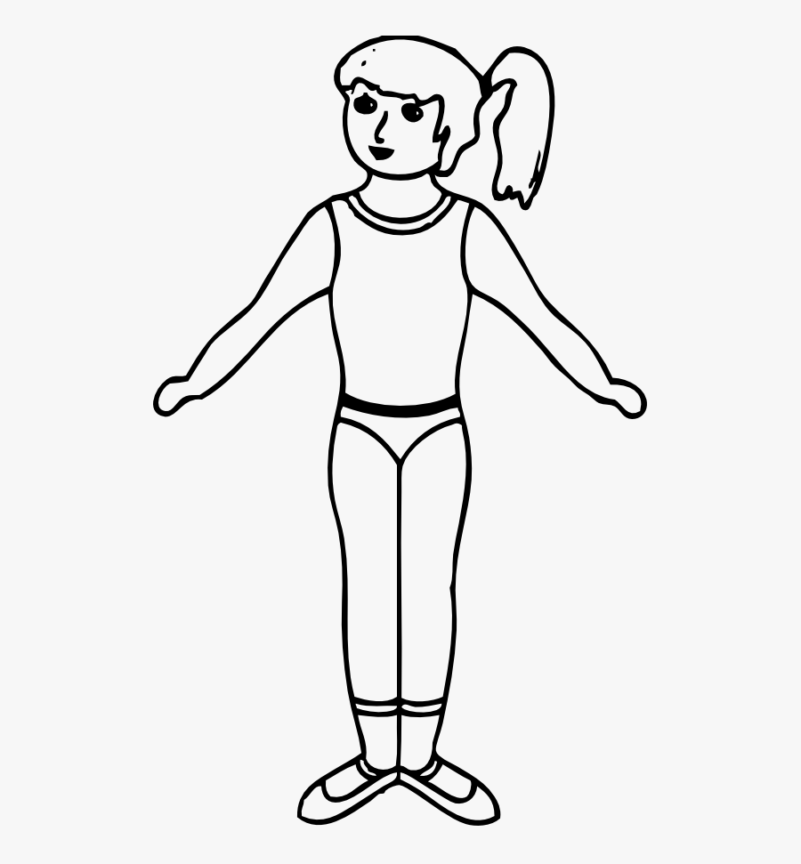 Ballet Girl Black White Line Art 555px - Girl Body Clipart, Transparent Clipart