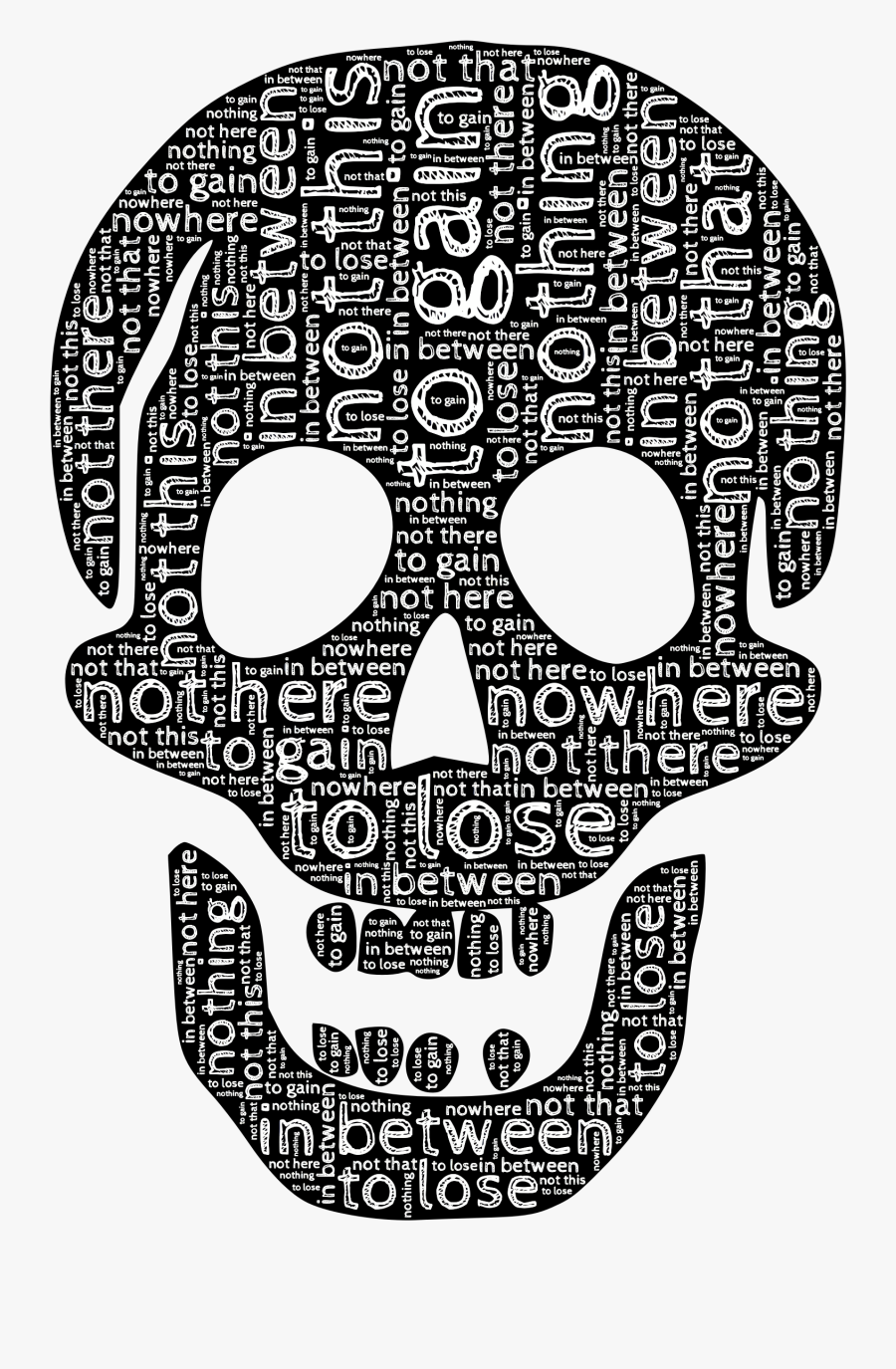 Transparent Internal Conflict Clipart - Skull Typography, Transparent Clipart