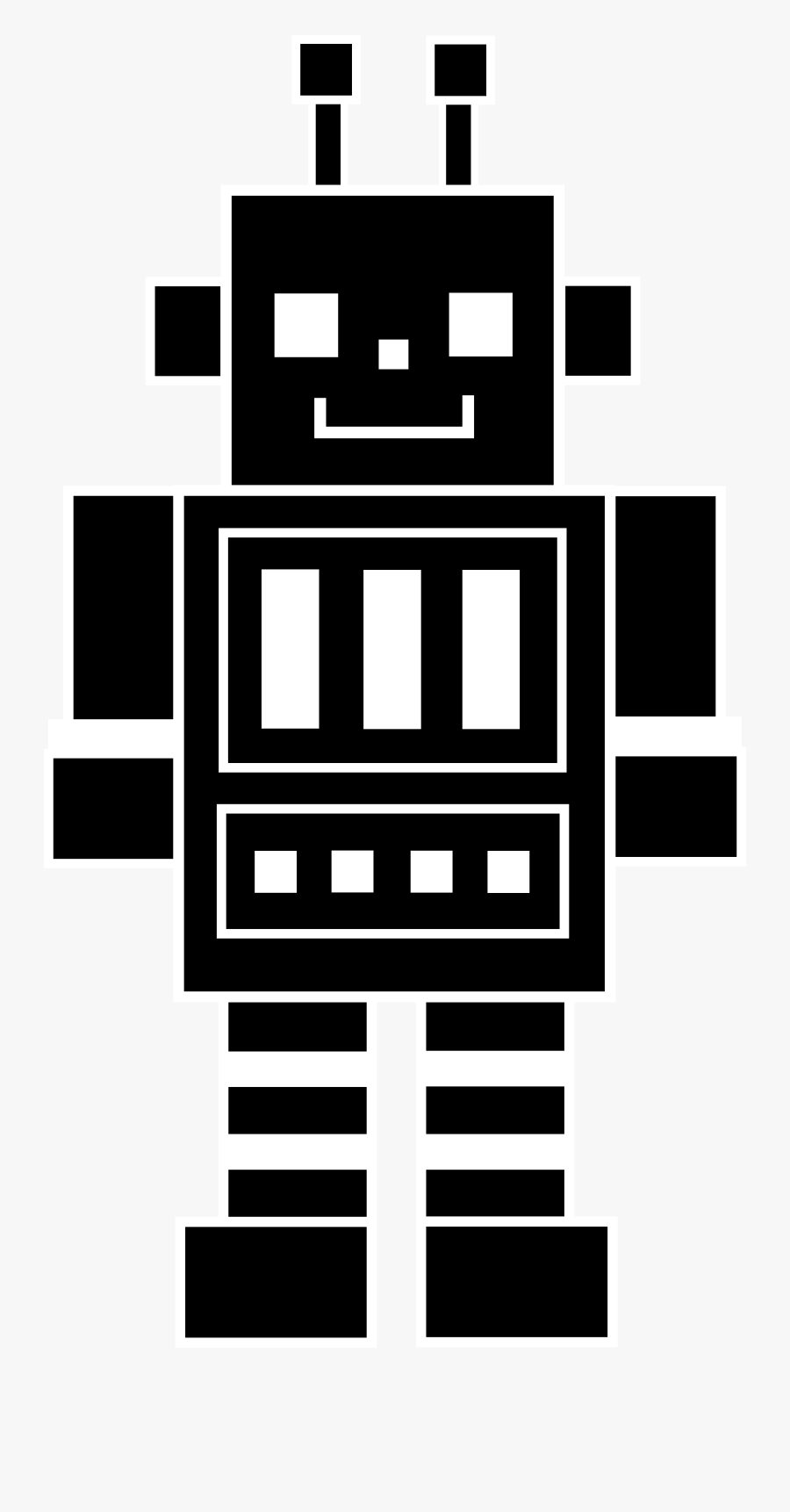 Cute Robot Girl Clipart Black And White - Robot Black Clipart, Transparent Clipart