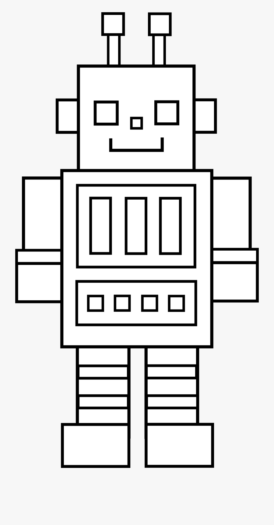 Cute Robot Girl Clipart Black And White - Outline Of A Robot, Transparent Clipart
