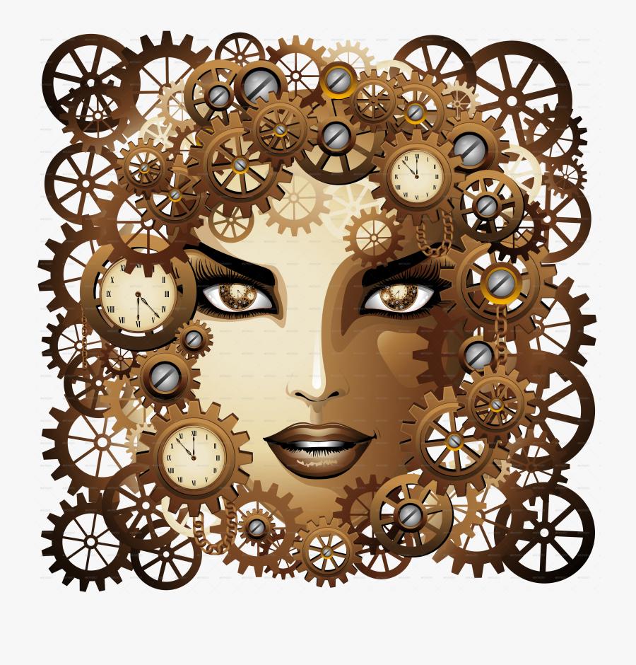 Clipart Black And White Girl Portrait By Bluedarkat - Steampunk Girl Clip Art, Transparent Clipart