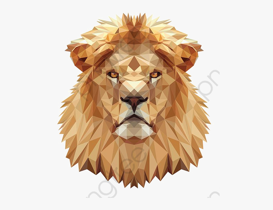 Lions Head - Polygonal Lion, Transparent Clipart