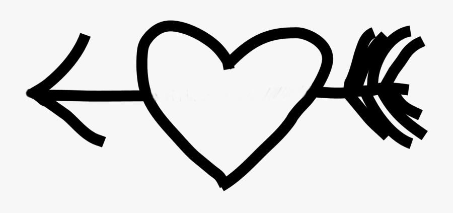 Transparent Heart Clipart - Black And White Heart With Arrow, Transparent Clipart