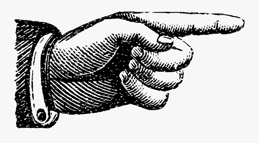 Old Fashioned Pointing Hand, Transparent Clipart