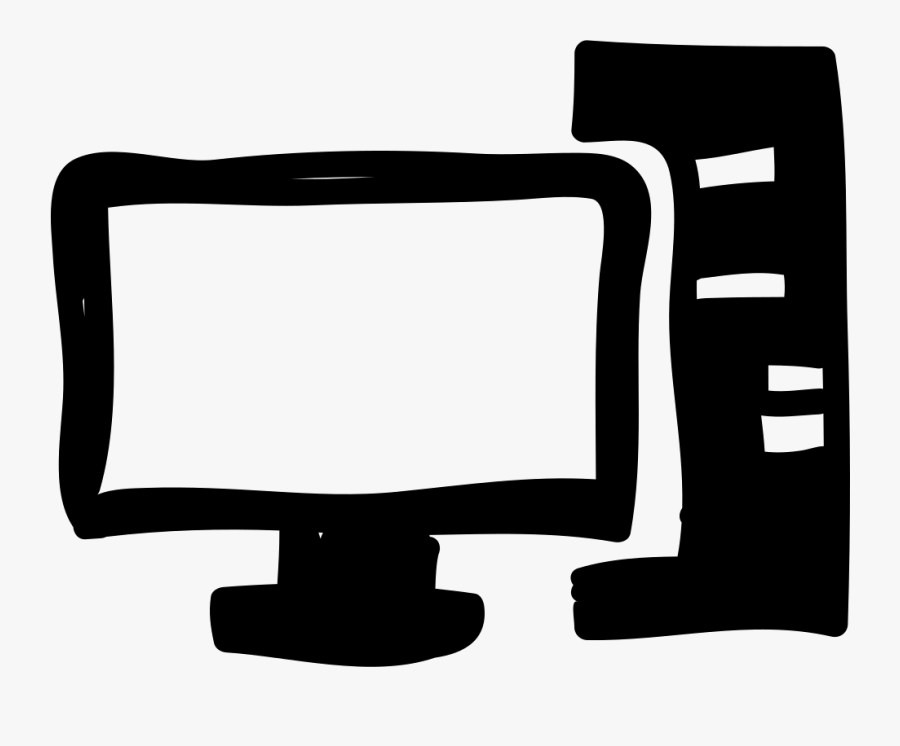 Computer And Monitor Hand - Free Hand Drawn Computer, Transparent Clipart