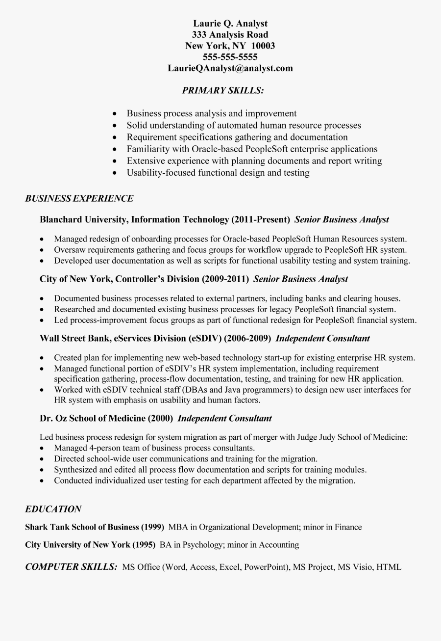 Sample Ba Resume - Resume Examples For Business Jobs, Transparent Clipart