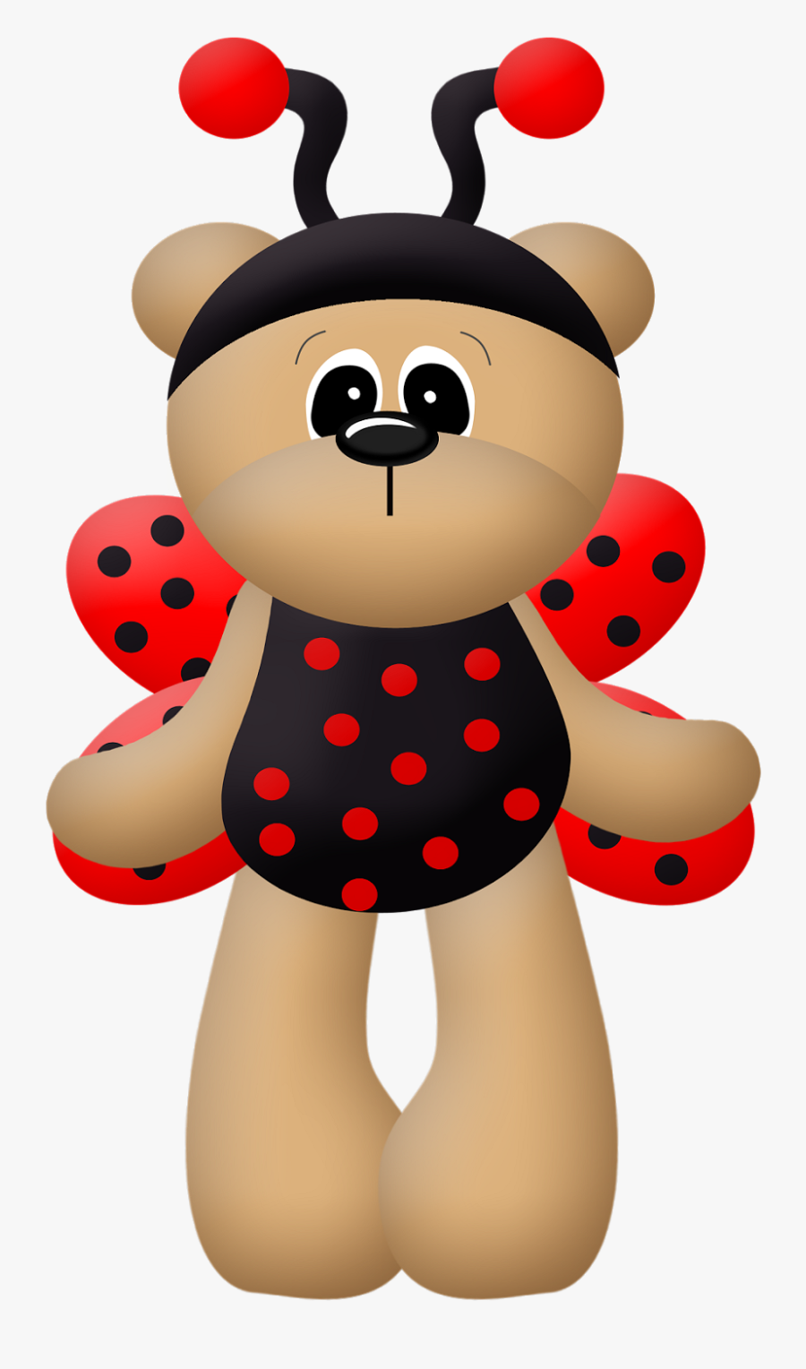 Ladybug Clipart, Ladybug Dress Bears Clip Art Baby - Mariquita Animada Con Osito, Transparent Clipart
