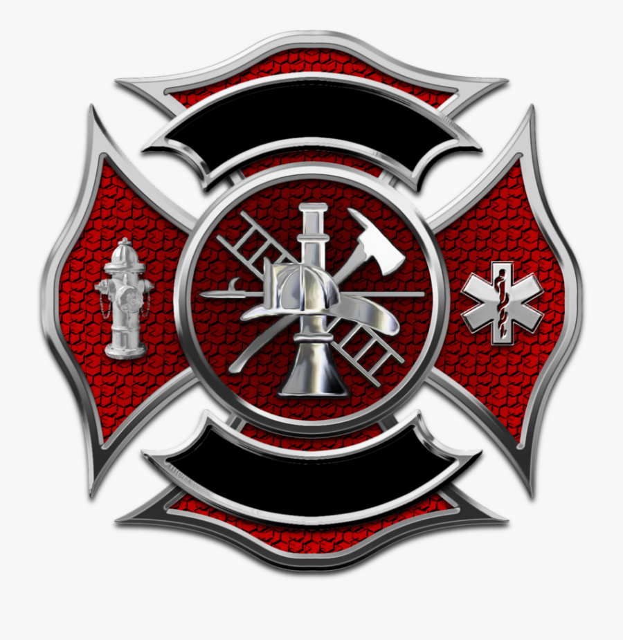 Polished Chrome W Cracked - Firefighter Emblem Free Vector, Transparent Clipart