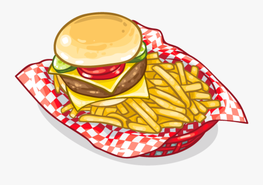 Scfrenchfries Frenchfries Fastfood Hamburger Burger - Cheeseburger And Fries Clipart, Transparent Clipart