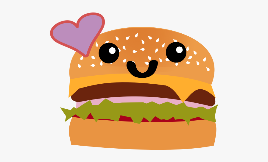 Kawaii Hamburger, Transparent Clipart