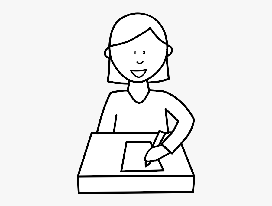Student Writing At Desk Vector Image - Student Writing Clipart Black And White, Transparent Clipart