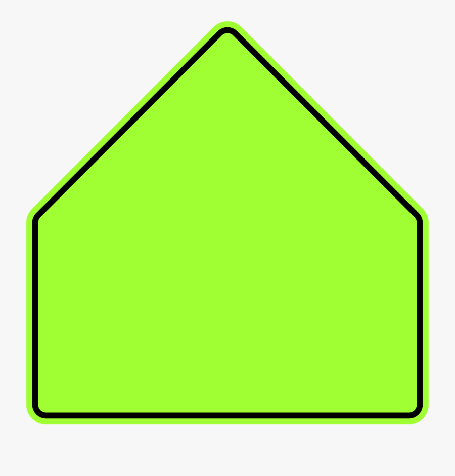 Pentagon Warning Sign - Fluorescent Green Pentagon Road Sign, Transparent Clipart