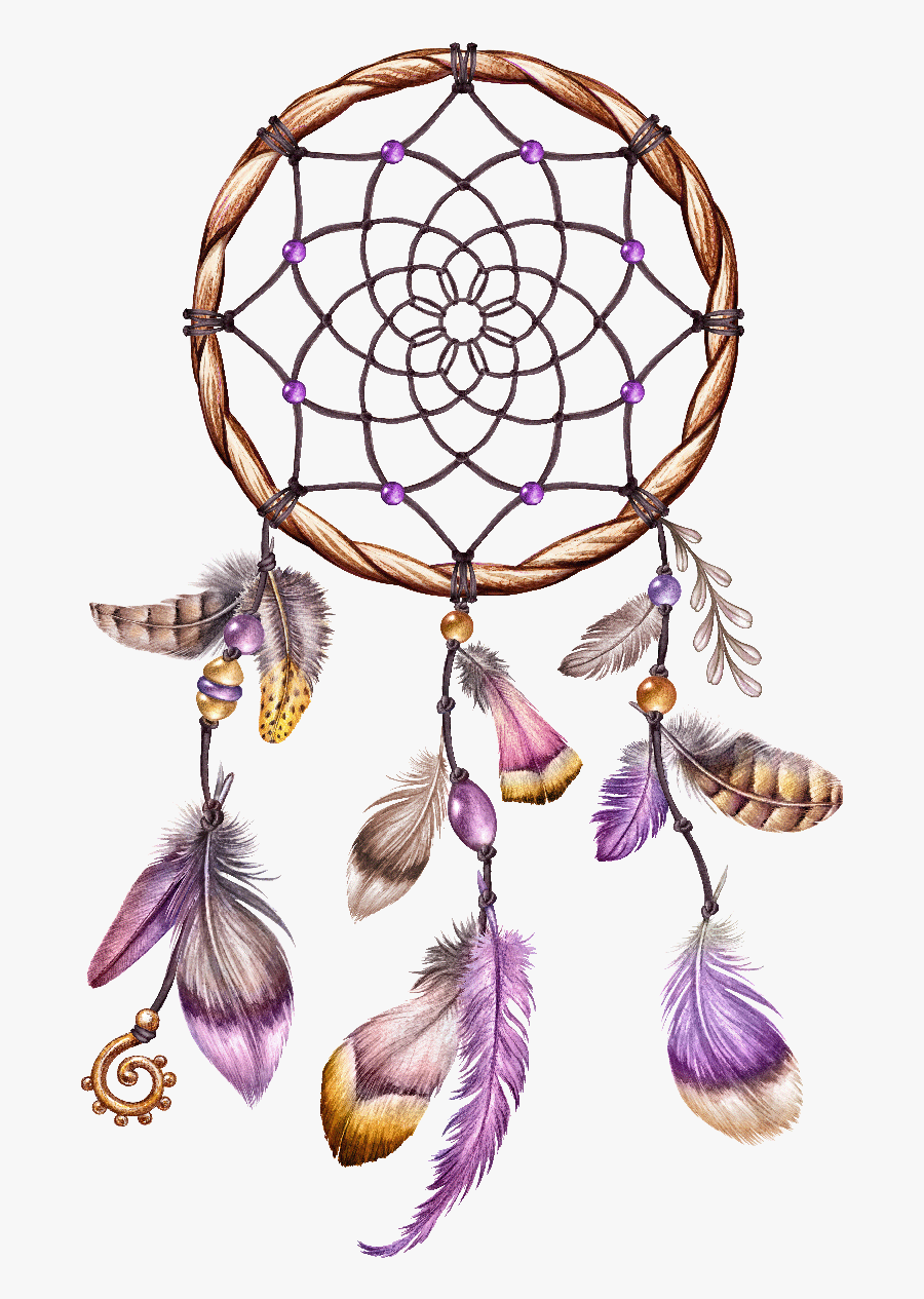 Sticker Boheme Attrape Reves Amethyste Ambiance Sticker - Transparent Dreamcatcher Border, Transparent Clipart