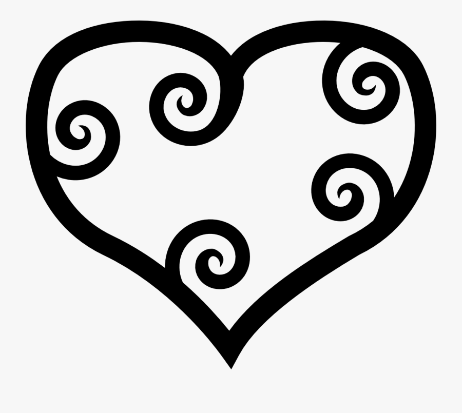 Heart Line Art - Valentine Clip Art, Transparent Clipart