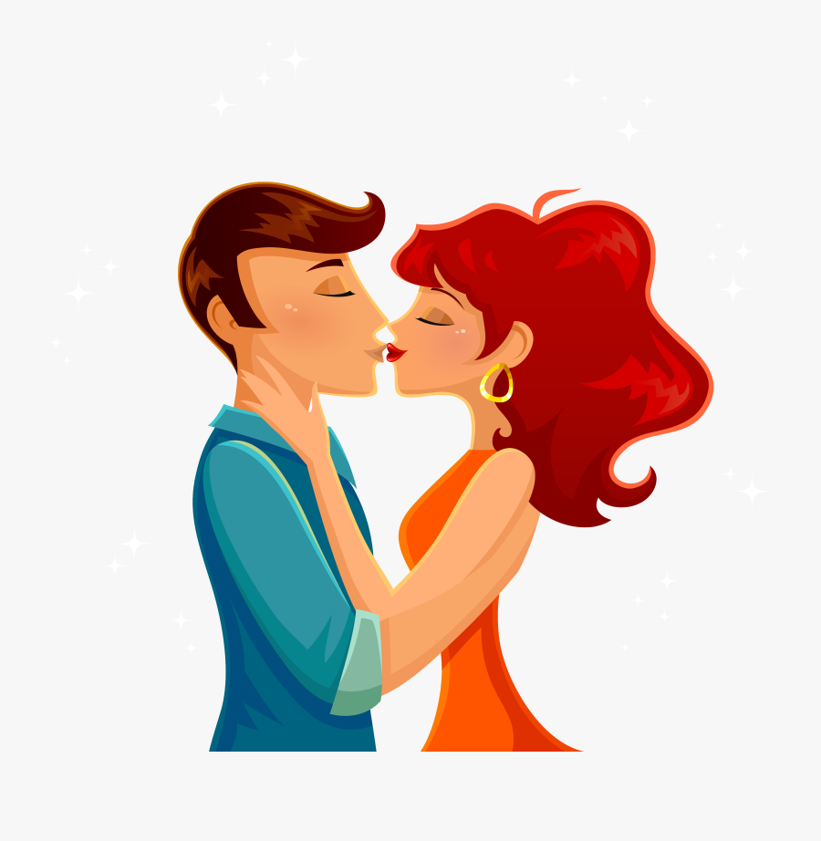 Kiss Cartoon Romance Illustration - Couple Kiss Cartoon Png, Transparent Clipart