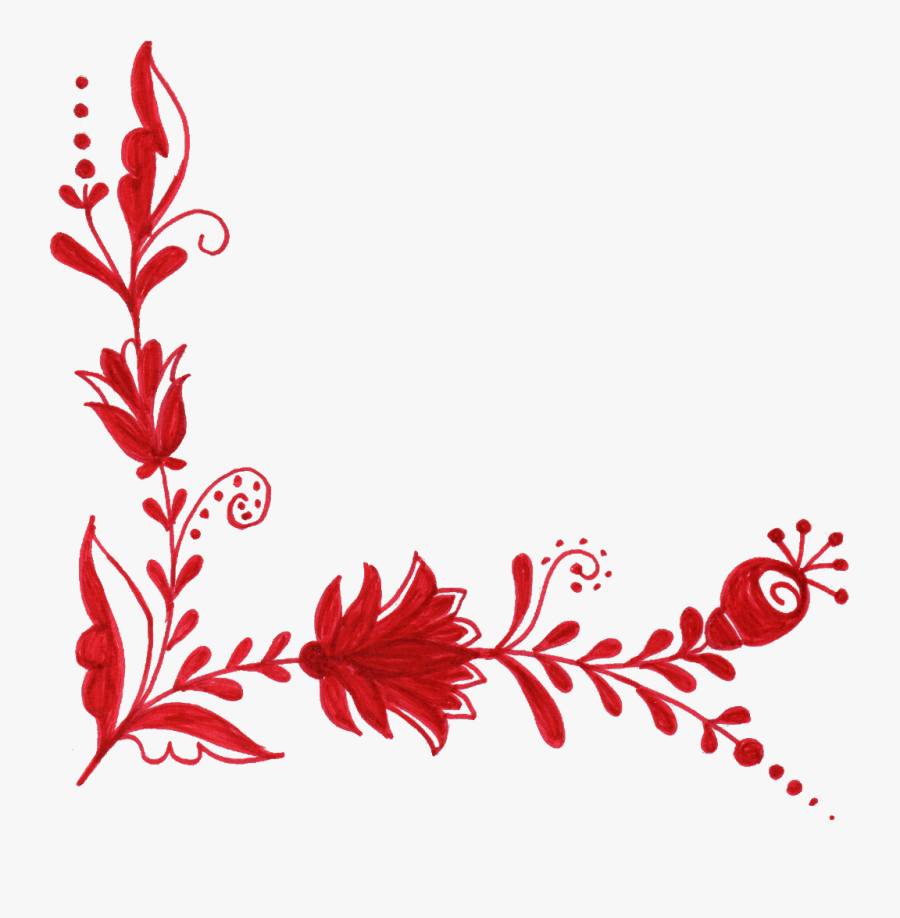 #floral #flowers #flower #fancy #elegant #elegance - Red Flower Border Design Png, Transparent Clipart