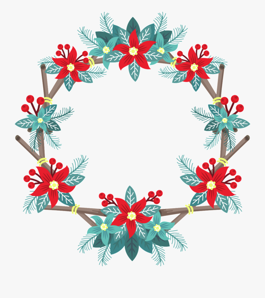 Sen Department Elegant Red Flowers Hand Painted Garland, Transparent Clipart
