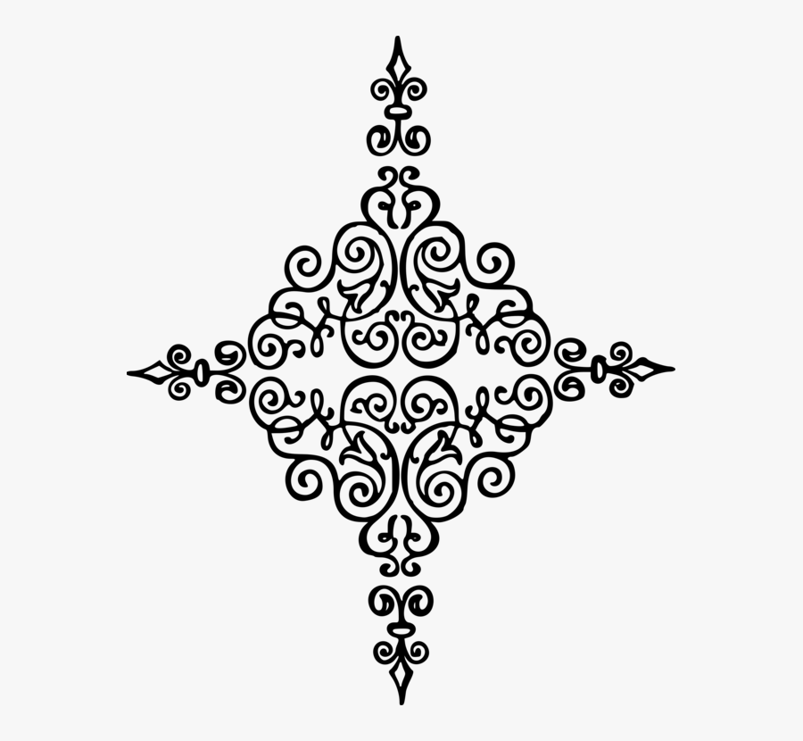 Line Art,decor,flower - Black And White Elegant Design, Transparent Clipart