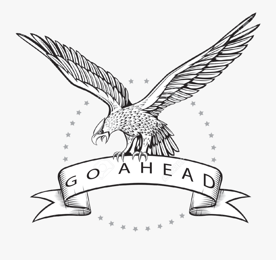 Illustration Of Spread Wing Eagle Banner Vector Art, - Eagle With Banner, Transparent Clipart