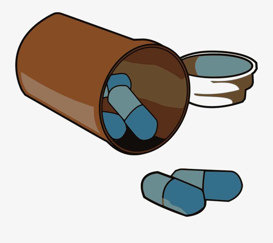 Clip Art Spilled Pill Bottle, Transparent Clipart