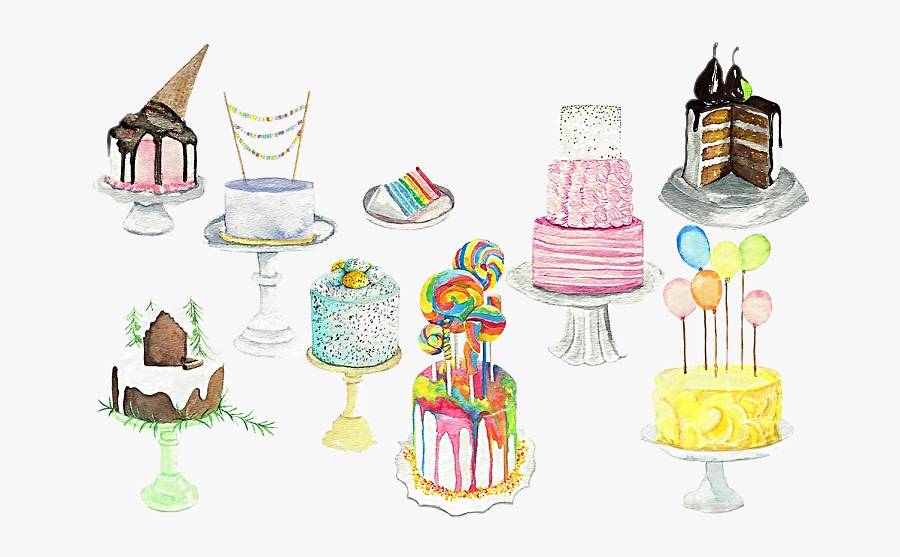 #watercolor #cakes #cakeshop #clipart #designer #birthday - Paint Cake Clip Art, Transparent Clipart