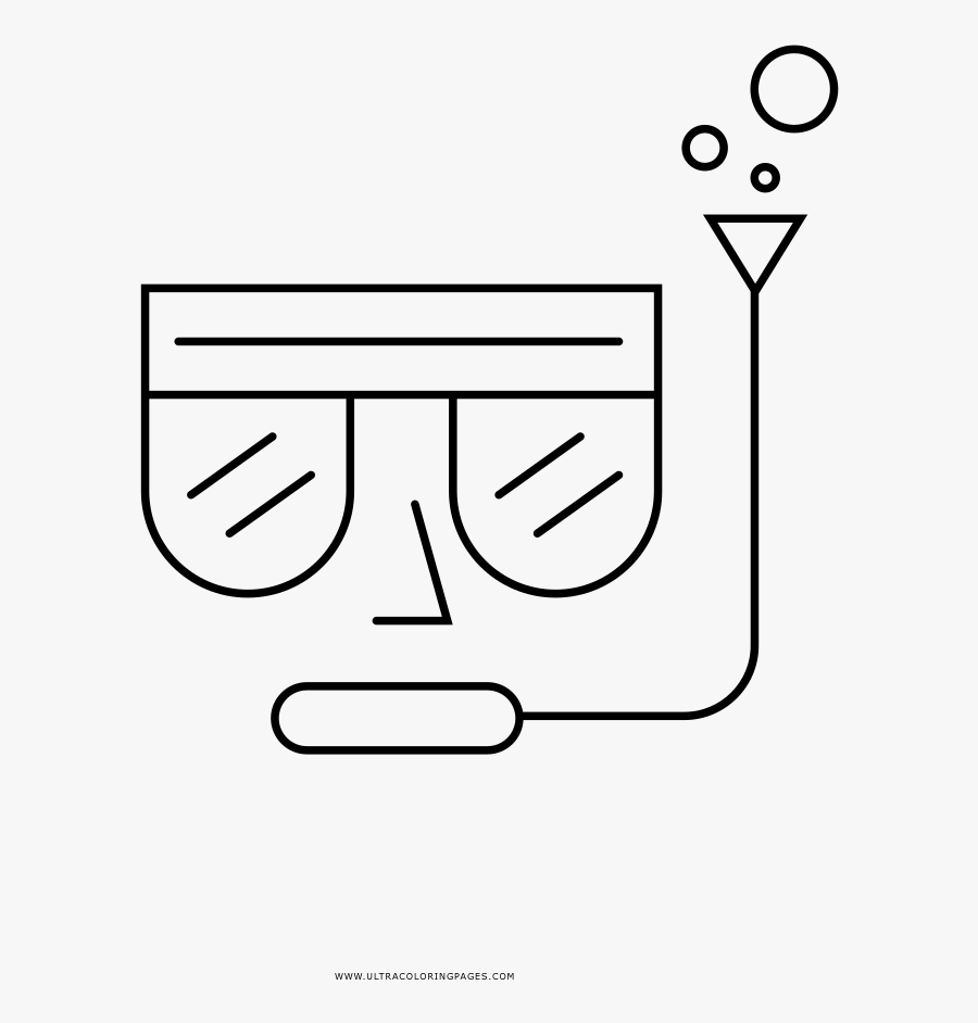 Snorkel Mask Coloring Page - Line Art, Transparent Clipart