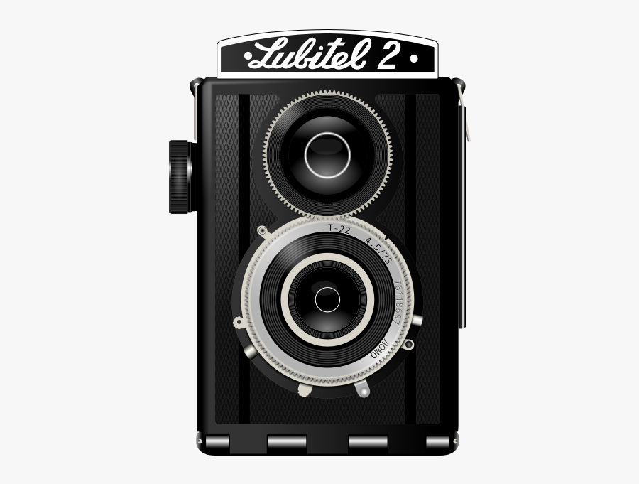 Twin Lens Reflex Camera Vector Graphics - Old Camera Clipart Black And White, Transparent Clipart