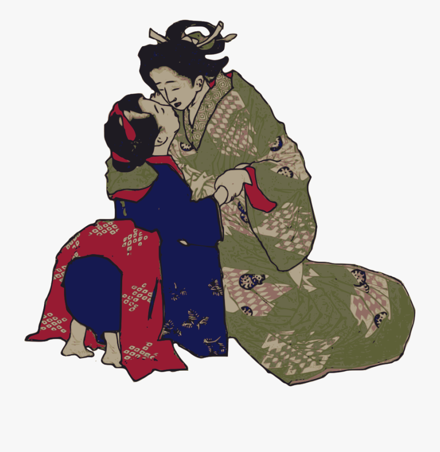 Kissing Geisha Svg Clip Arts - Geisha Kissing, Transparent Clipart