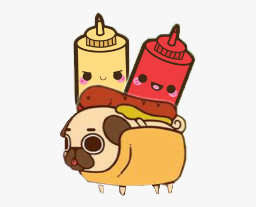 #hotdog #ketchup #mustard - Pug Drawing, Transparent Clipart