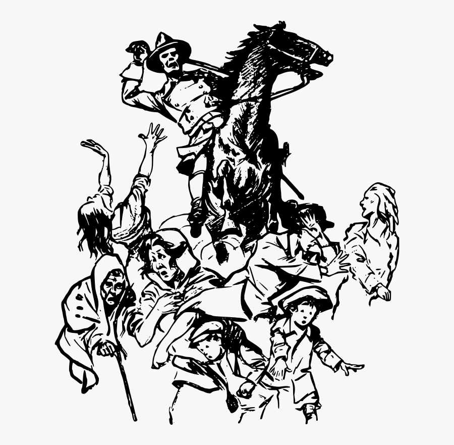 Evil Horse Rider And Kids - Black Horse Evil Rider, Transparent Clipart