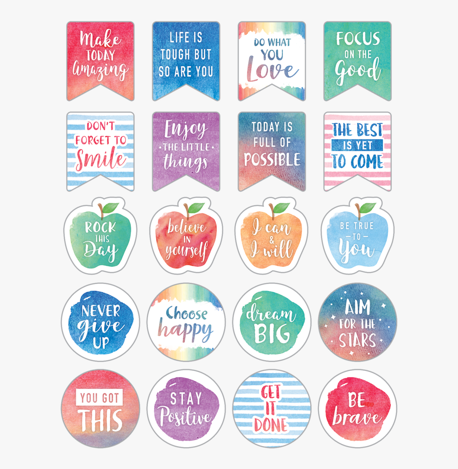 Watercolor Words To Inspire Planner Stickers - Free Planner Stickers Png, Transparent Clipart