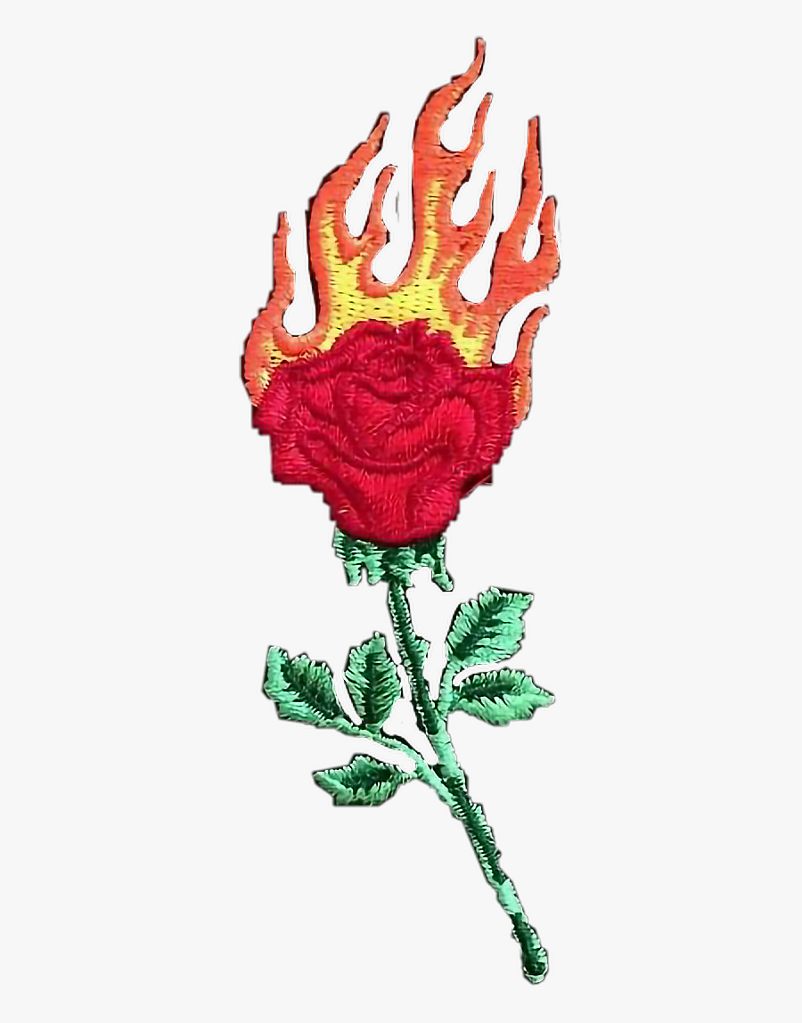 #flower #rose #fire #patch #sticker #paperflowers #loveflowers - Rose On Fire Png, Transparent Clipart