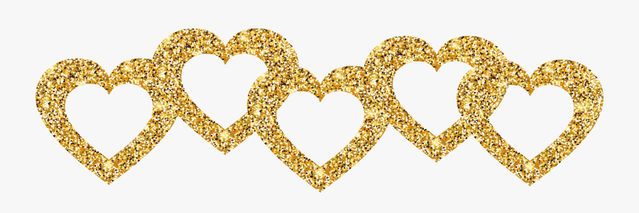 #gold #glitter #glittery #hearts #heart #border #borders - Gold Glitter Heart Png, Transparent Clipart