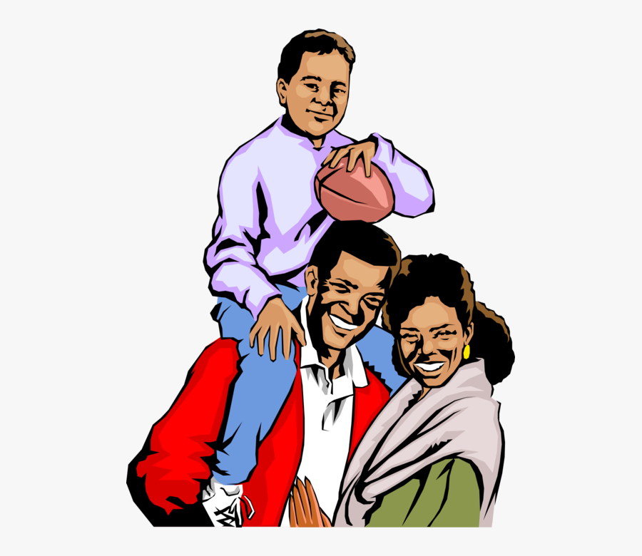 Vector Illustration Of African American Family With - Afro American Family Cartoon, Transparent Clipart