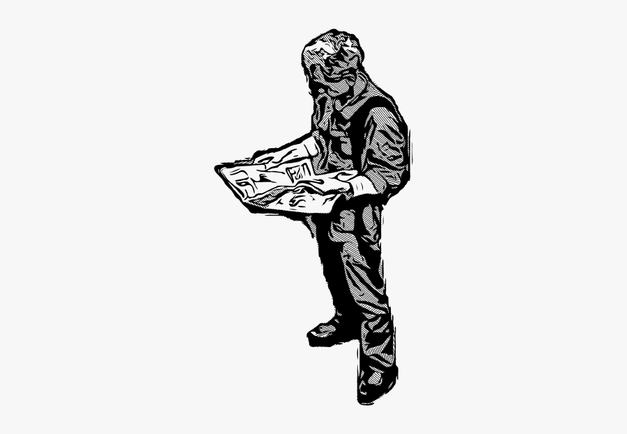 Man Reads Newspaper - Sketch, Transparent Clipart