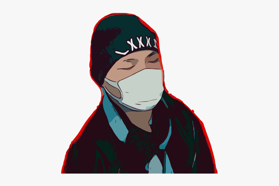 Man In Medical Mask Thinking - Cartoon, Transparent Clipart