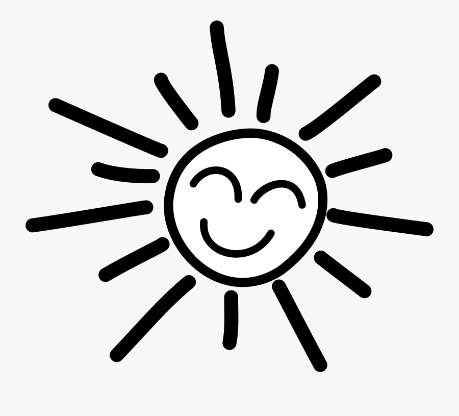 Happy Stick Figure Sun - Outline Sun Clipart Black And White, Transparent Clipart