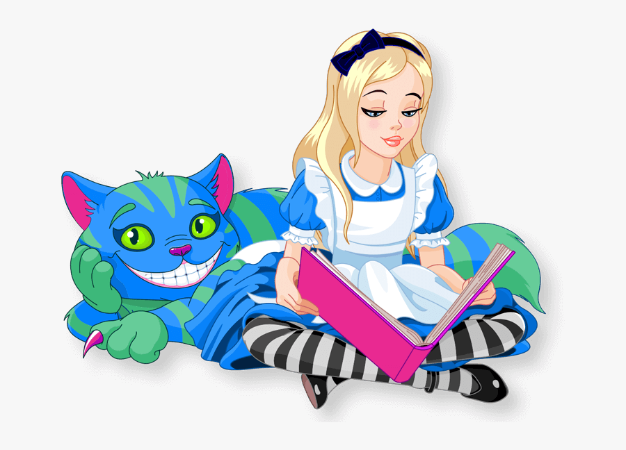 Children Audiobooks - Alice In Wonderland Reading A Book, Transparent Clipart