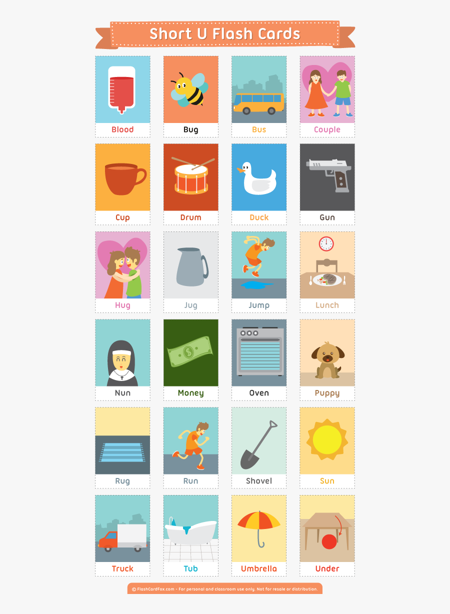 Transparent Feria Clipart - Short U Printable Flashcards, Transparent Clipart