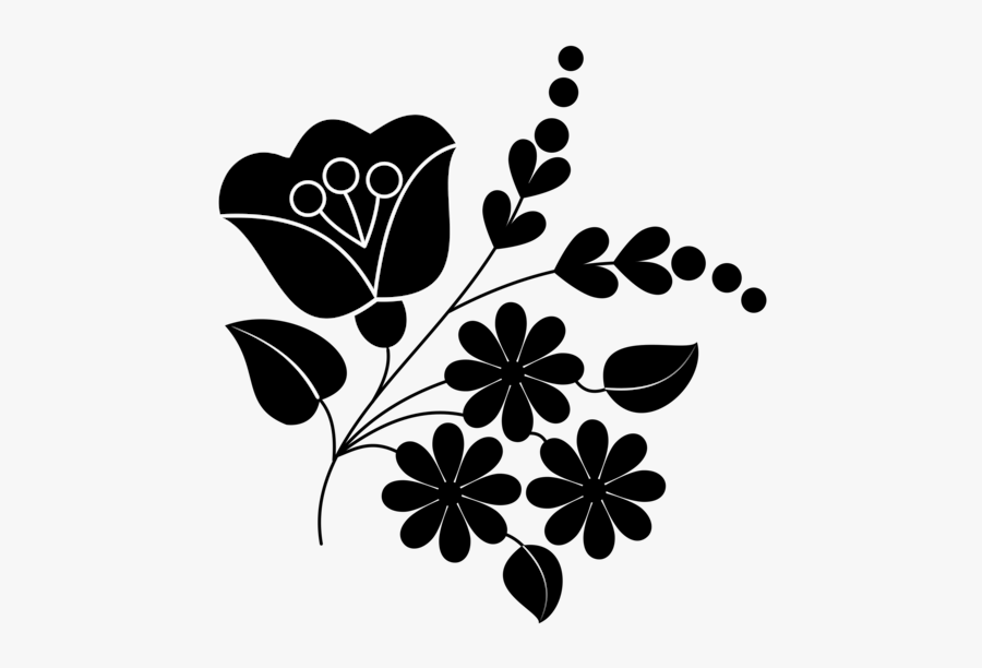 Visual Arts,plant,flora - Folk Flower Black And White, Transparent Clipart